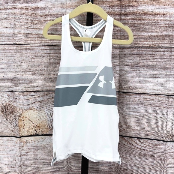 Under Armour White and Grey Racerback Tank Top Size Youth XS - Picture 1 of 9